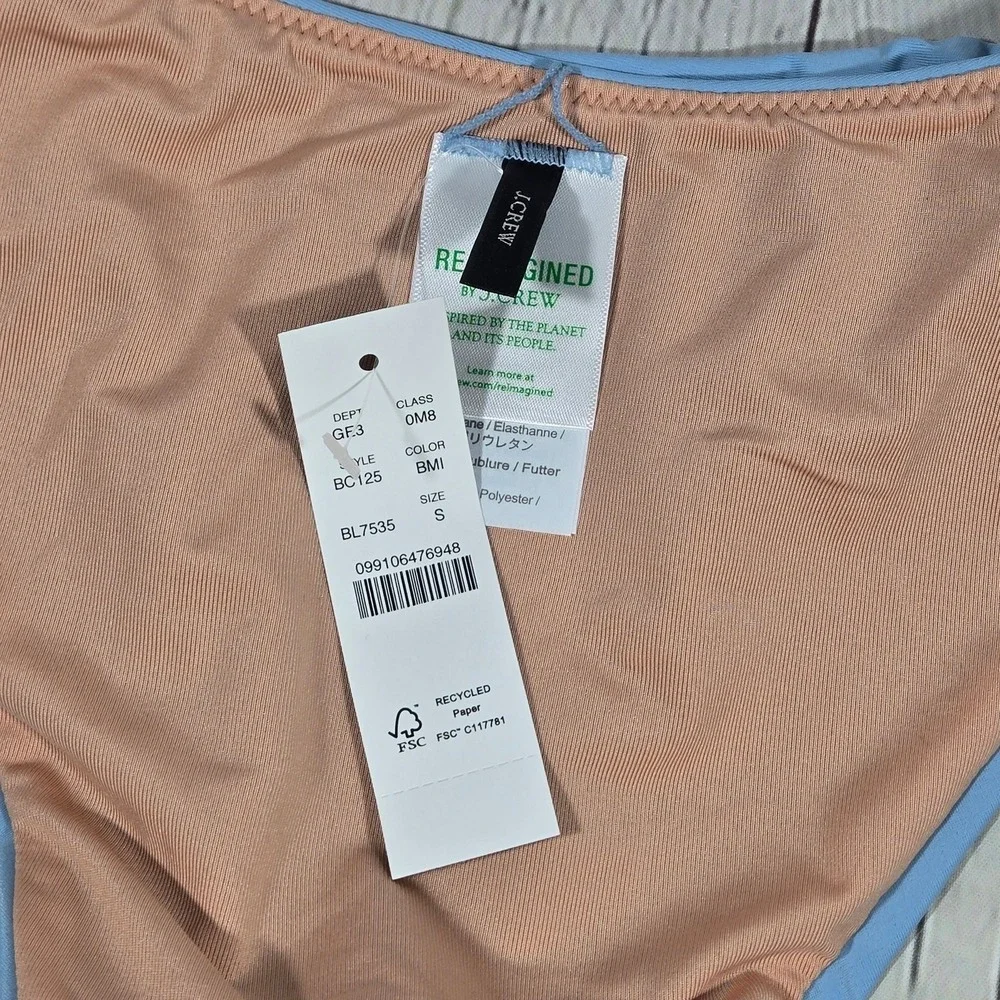 J. Crew Curved-waist cheeky bikini‎ bottom in Blue Mist S NWT